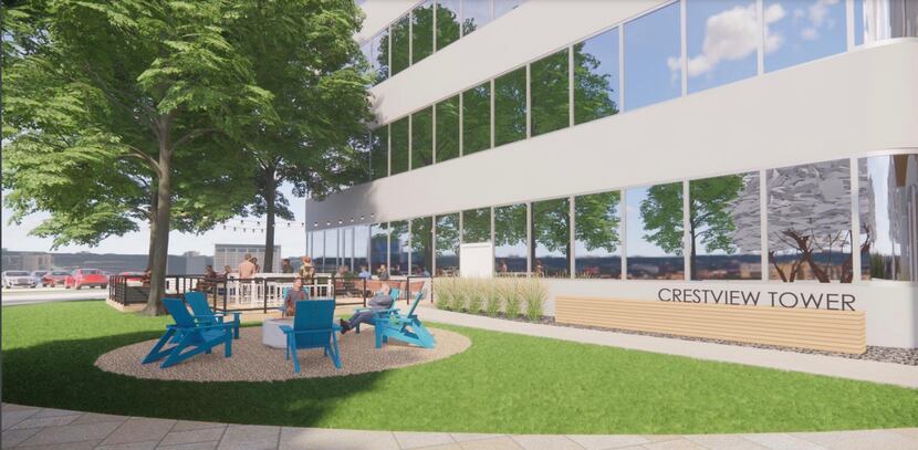 The renovations to Crestview Tower include outdoor spaces.