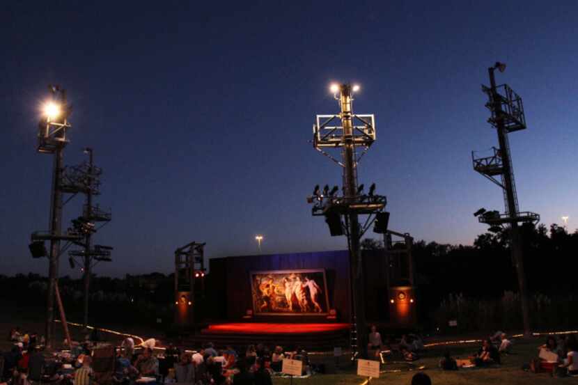 Guests await the start of this year's Shakespeare in the Park is a performance of...