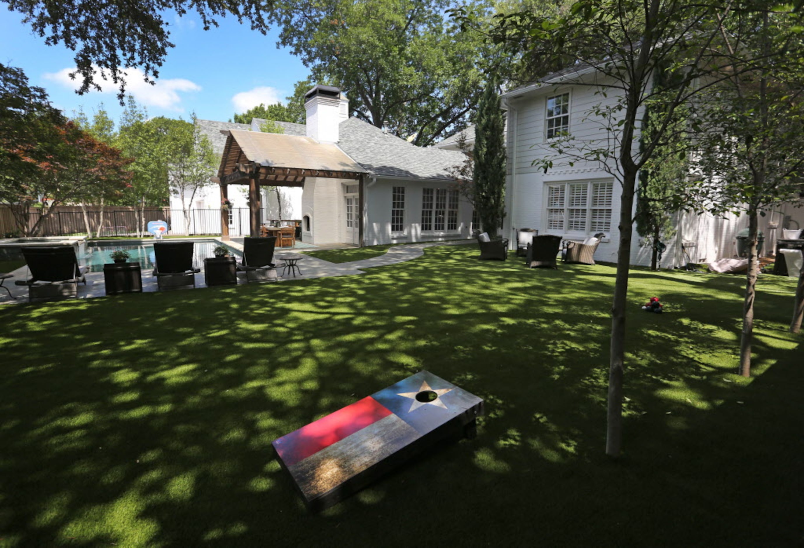 A look at the backyard at the home of former Dallas Stars goalie Marty Turco in Dallas on...