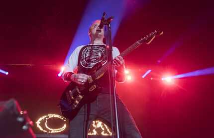 Matt Skiba, guitarist and vocalist of Blink-182, performs at Gexa Energy Pavilion Friday,...
