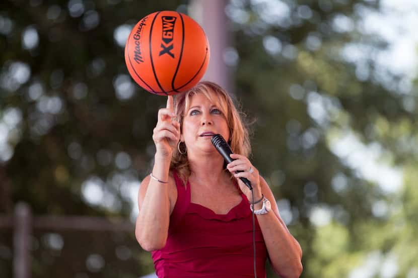 Sacramento Kings assistant coach and WNBA Hall of Famer Nancy Lieberman spins a basketball...
