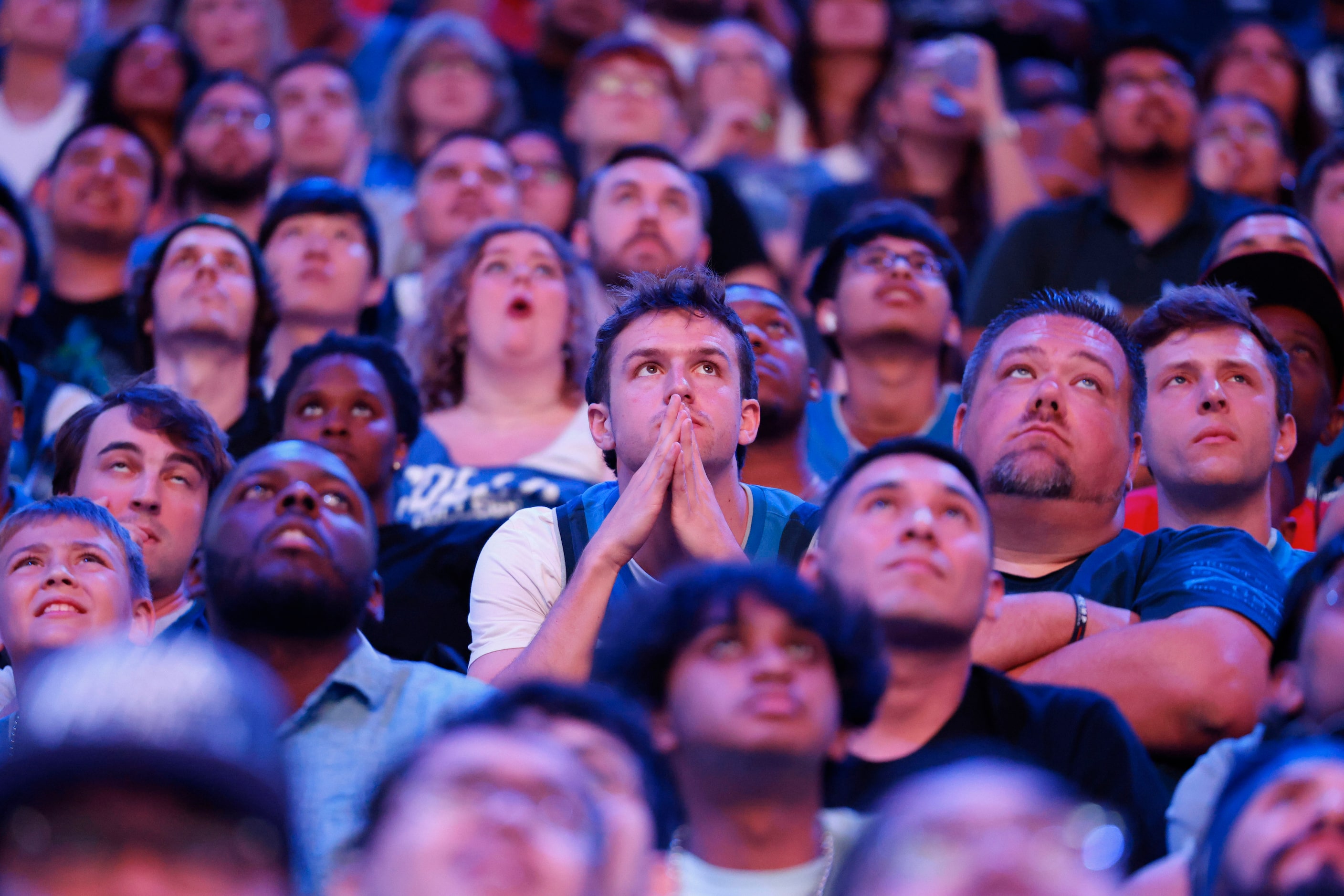 Dallas Mavericks fans look dejected during a watch party of Game 1 of the NBA Finals against...