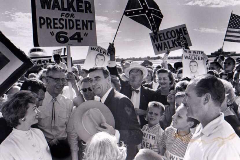 Edwin Walker received an enthusiastic welcome at Dallas Love Field in October 1962 after...
