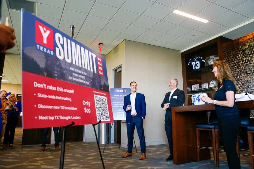 Jacob Stone (left) with Dallas Cowboys corporate partnerships, Ed Curtis (center), CEO of...