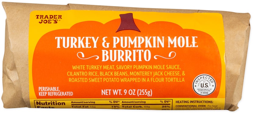 Trader Joe's Turkey and Pumpkin Mole Burrito. 