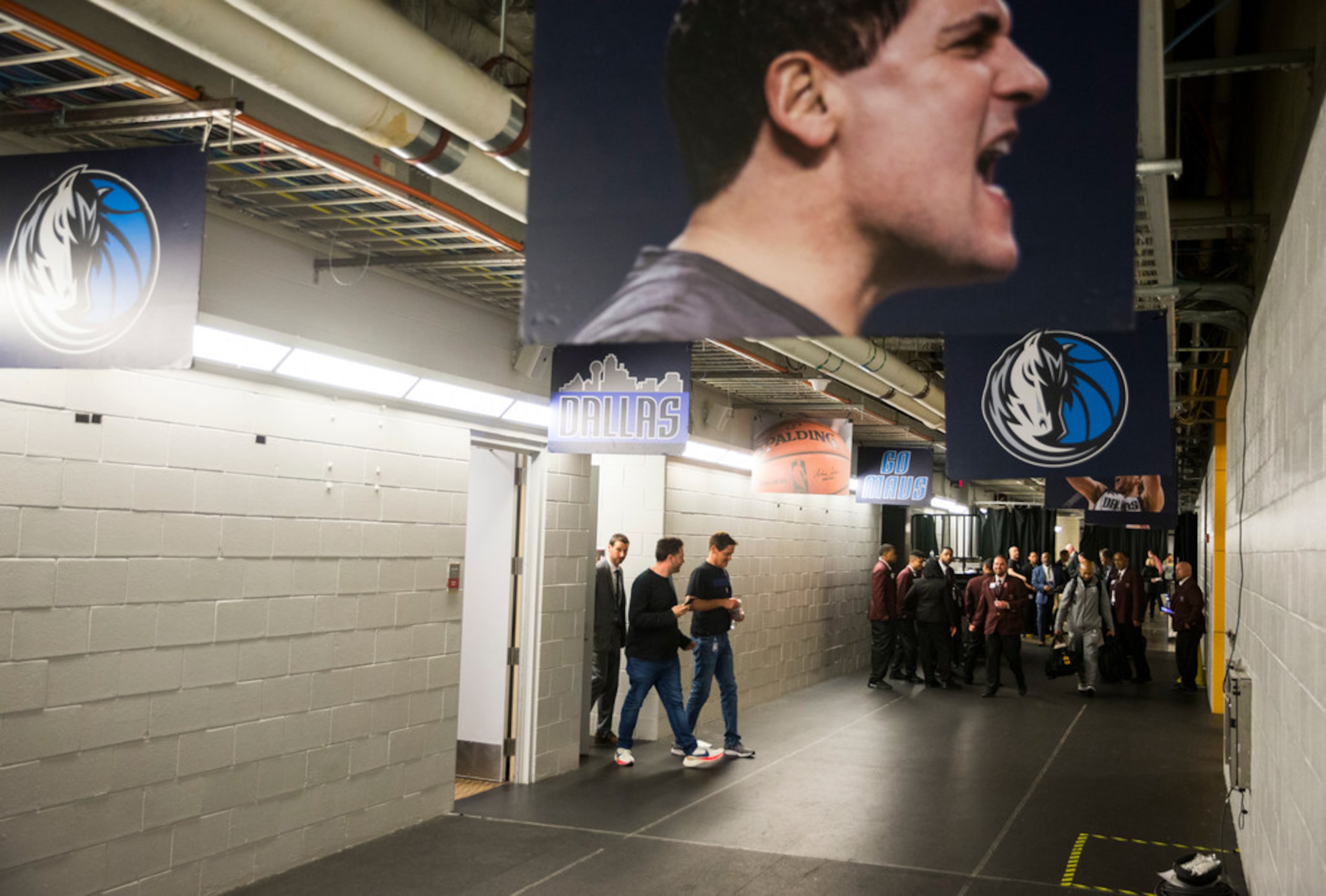 Dallas Mavericks over Mark Cuban leaves the post game interview after the Dallas Mavericks...