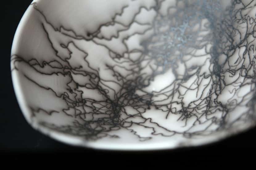 A bowl draped with horsehair was one of the pieces at Brooks Oliver's sale at his parents'...