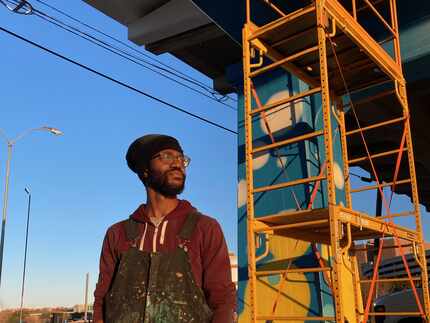 Artist JD Moore says he's spent between 150 and 200 hours working on his volunteer project...