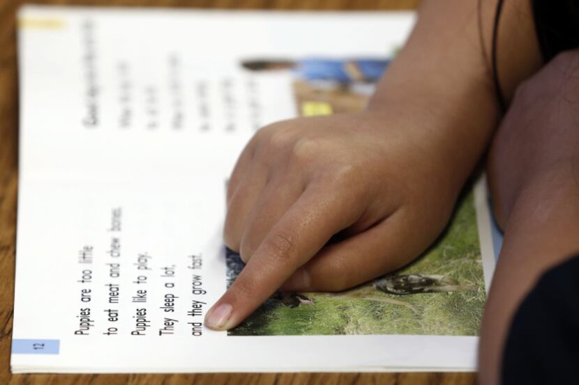 A student at Spring Creek Elementary in Dallas prepares for the STAAR test with a word...