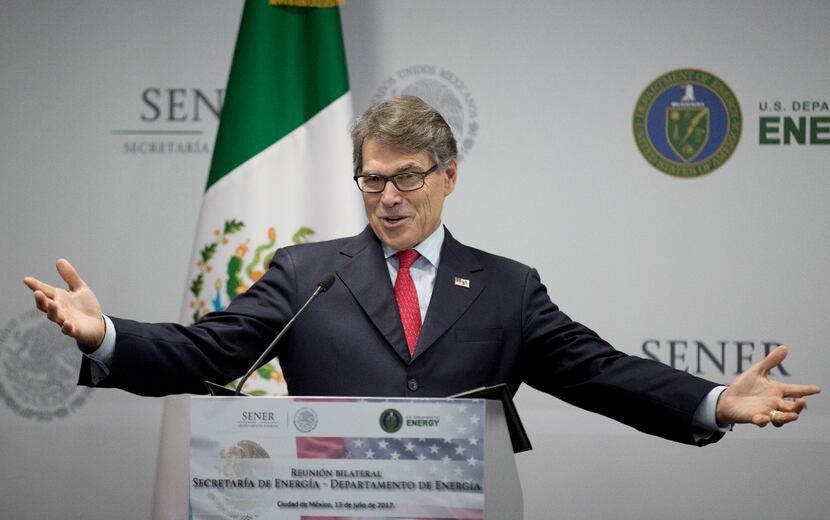 U.S. Energy Secretary Rick Perry speaks during a joint statement with his Mexican...