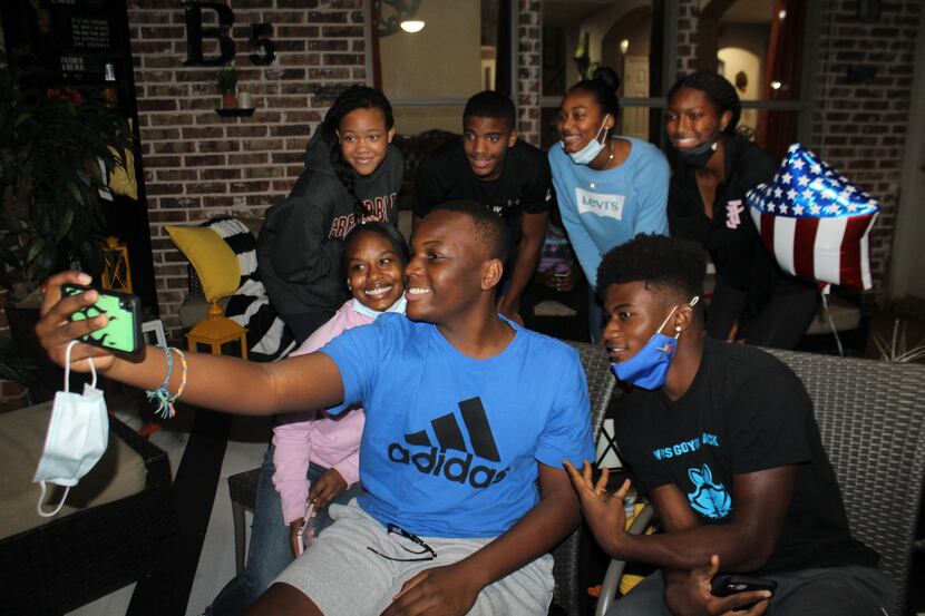 Teens attended an Election Night watch party in Tiffany Bozeman's Frisco backyard on...