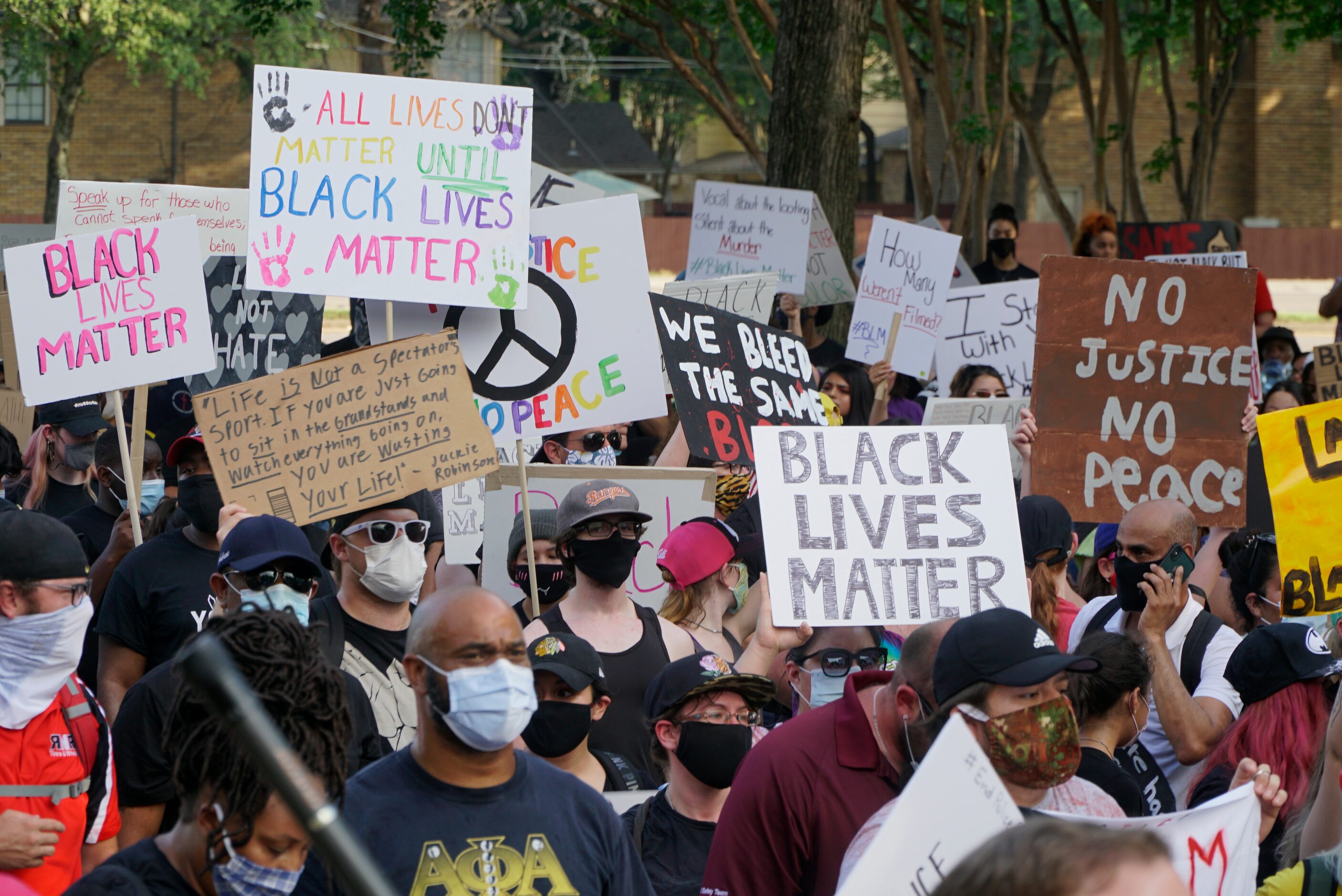 Hundreds of people marched in a protest in Irving, Texas on Monday, June 8, 2020. The...