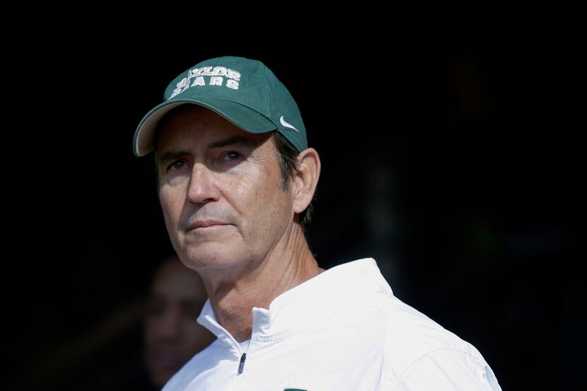 FILE - In this Dec. 5, 2015, file photo, Baylor coach Art Briles stands in the tunnel before...