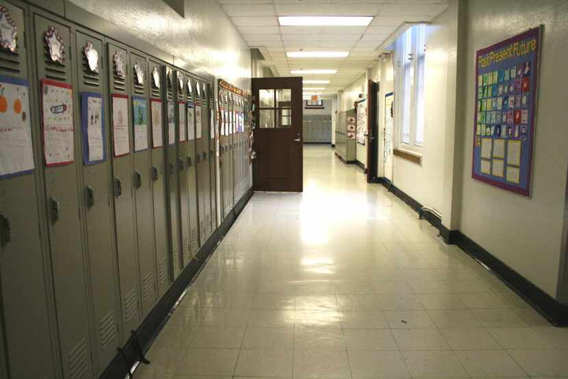 This hallway at Mount Auburn Elementary is one of the original corridors of the school,...