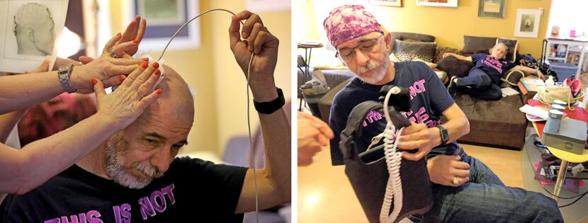 Jeffrey Weiss is fitted with the Optune device as part of his treatment for glioblastoma....