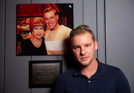 1851 Club owner Dalton Haynes next to the plaque honoring his grandmother. Haynes, once a...