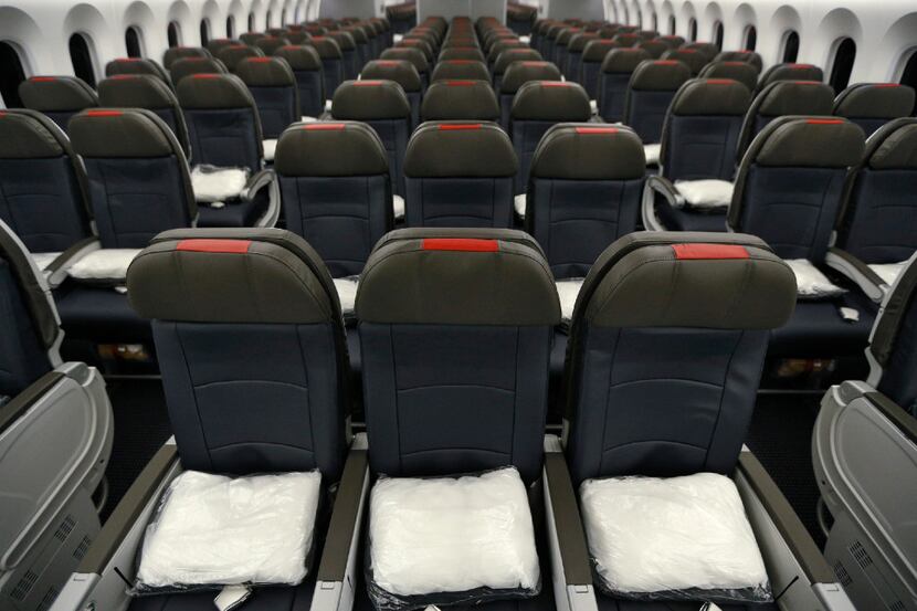 Coach seats in American Airlines new 787-9 Dreamliner.