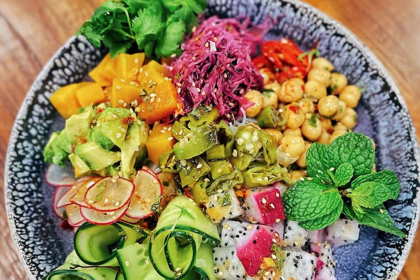 Fireside Surf's menu, created by Dallas-area chef John Franke, includes the Buddha Bowl....