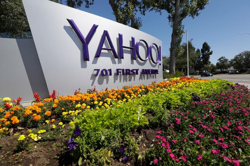 FILE - This Tuesday, July 19, 2016 photo shows a Yahoo sign at the company's headquarters in...