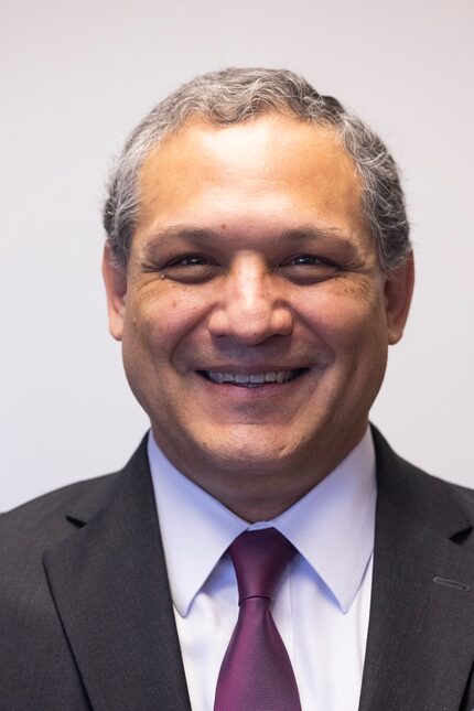 Edwin Flores, candidate for Dallas County judge, poses for a photo at Dallas County GOP...