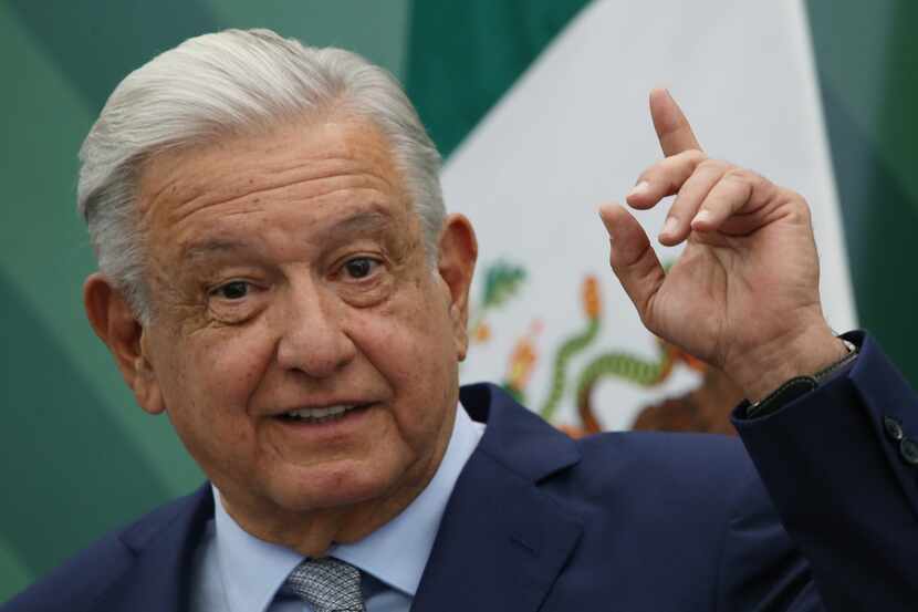 MEXICO CITY— Mexican president Andrés Manuel López Obrador speaks at a press conference,...