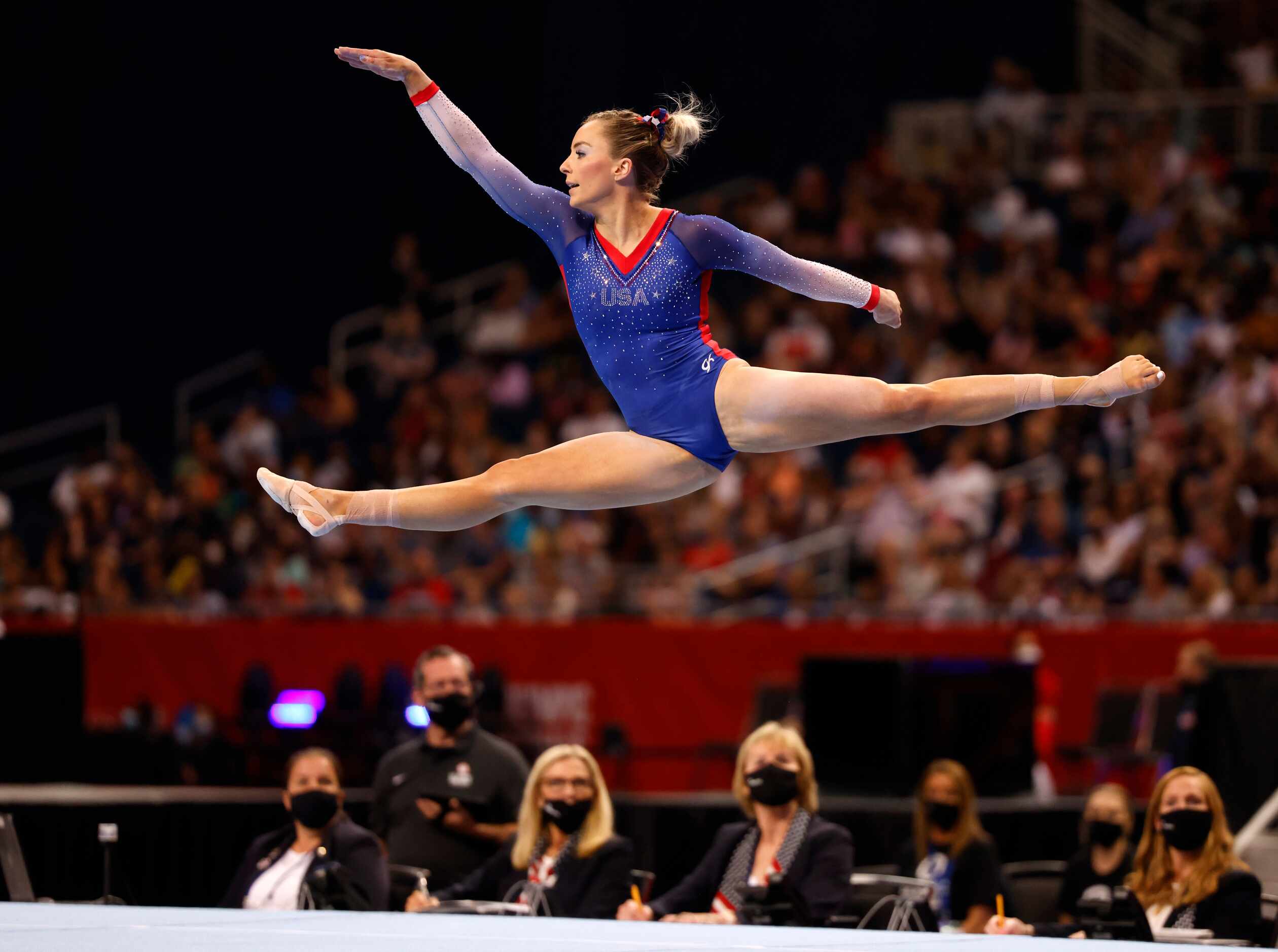 MyKayla Skinner competes in the floor exercise during day 2 of the women's 2021 U.S. Olympic...