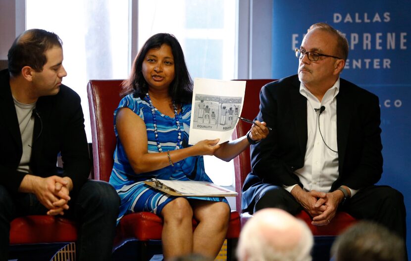 Sejal Desai (center), program director at Entrepreneurs of North Texas, discussed...