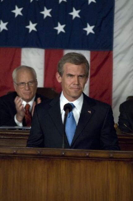 Actor Josh Brolin is President George W. Bush in W, the movie. [ in background is richard...