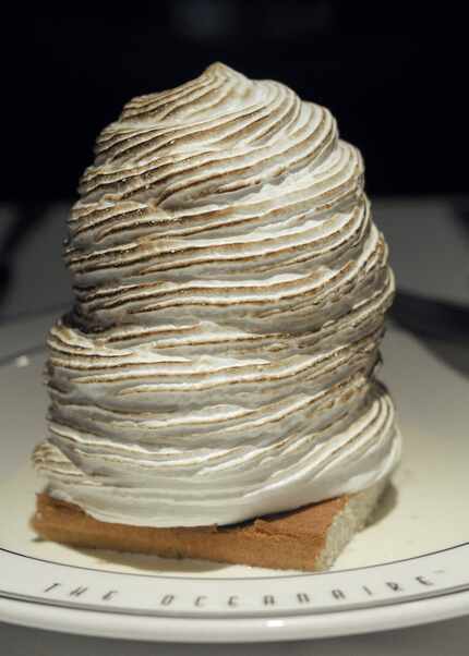 A very tall baked Alaska at the Oceanaire Seafood Room in Dallas