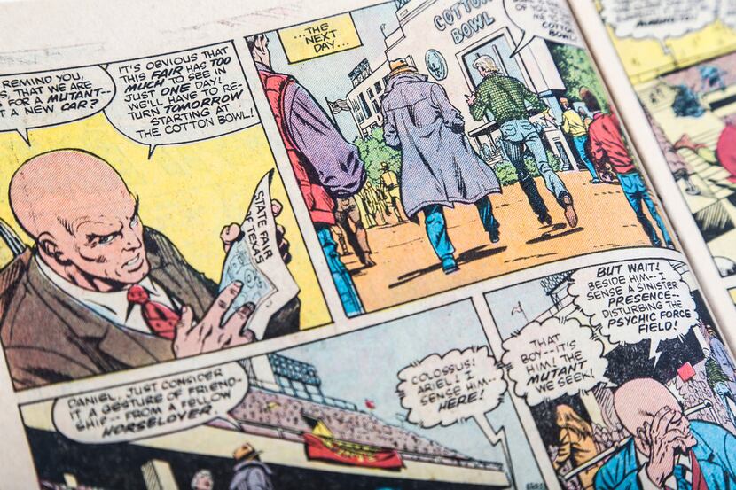 A comic strip talking about the Cotton Bowl at the State Fair of Texas in "The Uncanny X-Men...