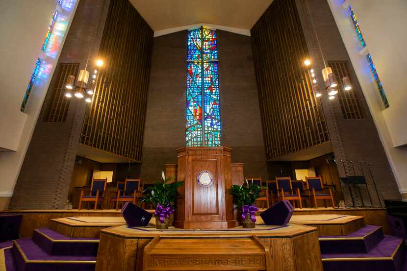 The newly restored Richard Allen Chapel at Paul Quinn College in south Dallas on Feb. 20,...