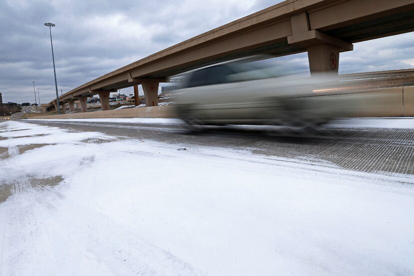 A car travels on U.S. Highway 75 in Dallas. (Jae S. Lee/Staff Photographer)