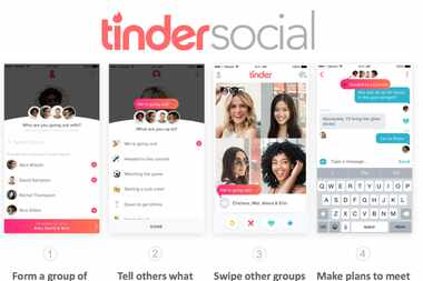 A screen grab from Match Group's investor presentation showing the layout of Tinder Social....