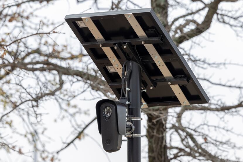 A license plate camera along Trophy Wood Drive by one of the town's five entrances not far...