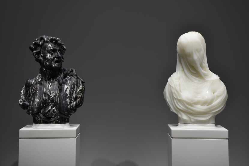 Barry X Ball's "Envy" and "Purity" busts reveal a stark contrast.