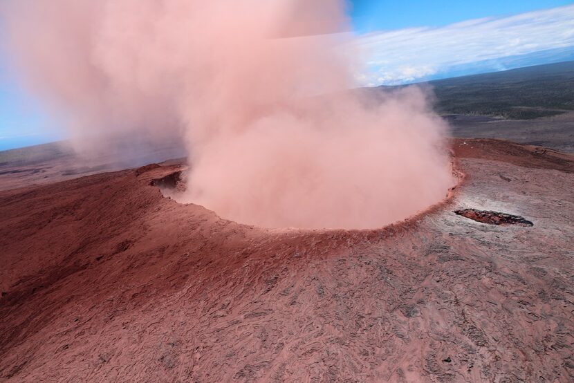 A plume of ash rises from the Puu Oo crater on Hawaii's Kilauea volcano May 3.