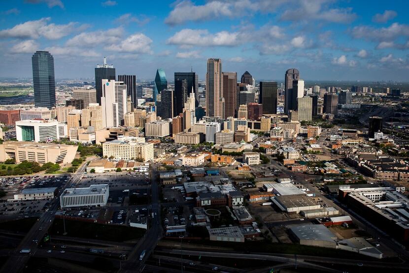 The downtown Dallas skyline photographed on March 23, 2017, in Dallas.