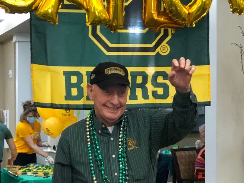 Former Baylor basketball player Bill Fleetwood celebrates during a party in his honor in March.