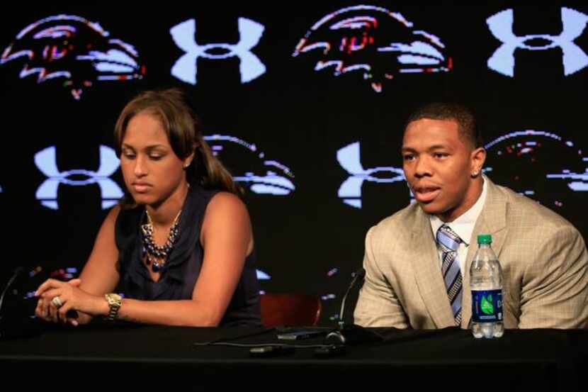 
Running back Ray Rice of the Baltimore Ravens with his wife, Janay.
