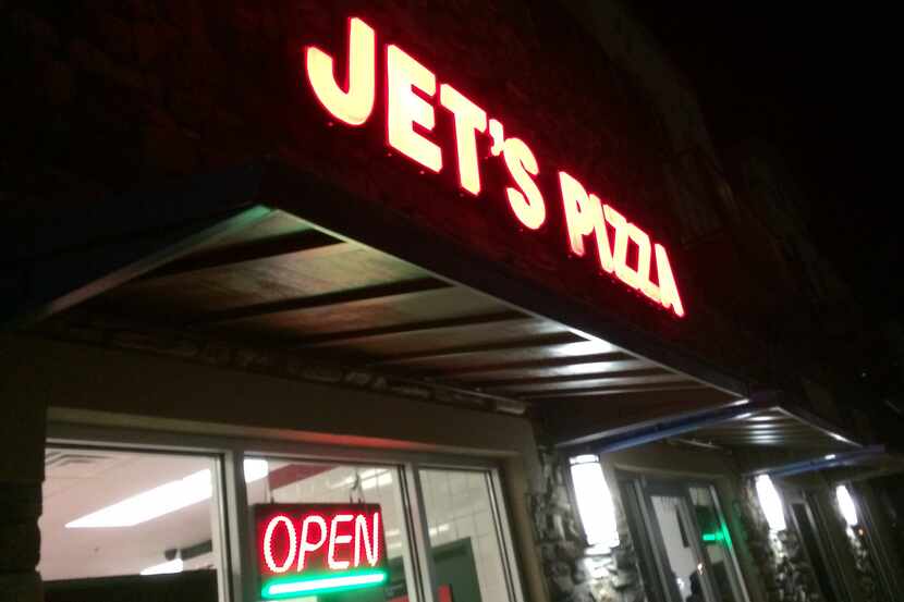 All was quiet late Monday at the Jet's Pizza in Mansfield.