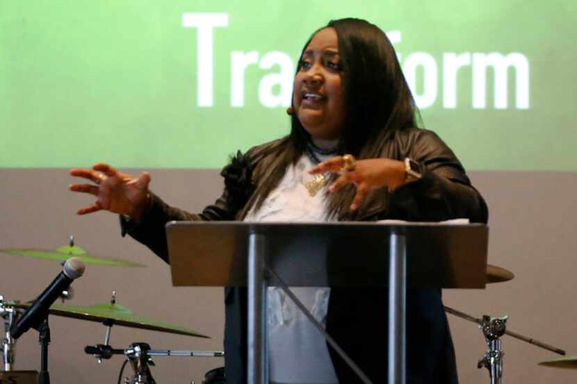 Pastor Shanté Buckley speaks at LIFT Community Church in Dallas on Jan. 7, 2018. The church...