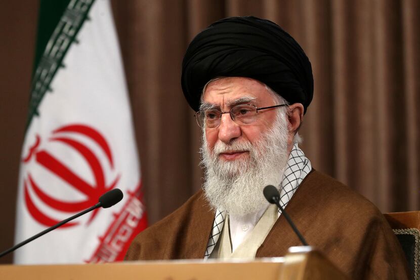 Iran's Supreme Leader Ayatollah Ali Khamenei makes a televised speech marking the annual...