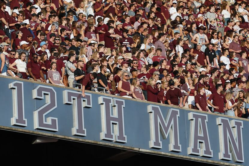 COLLEGE STATION, TX - SEPTEMBER 15:  Texas A&M Aggies fans cheer on their team against the...