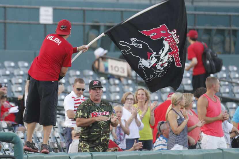 Frisco fans get revved up before the first pitch of the Midland Rockhounds vs. the Frisco...