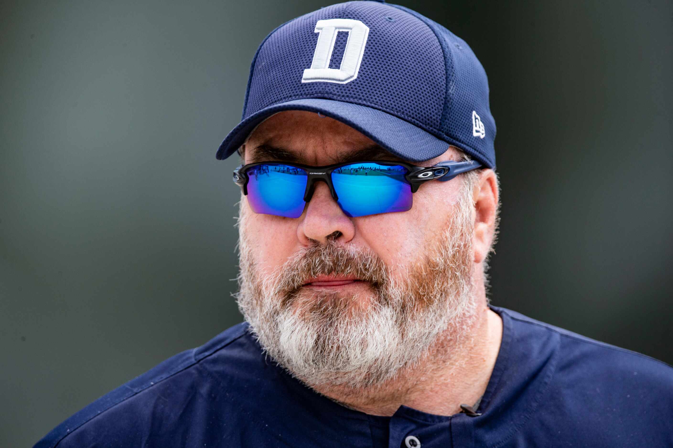 Dallas Cowboys head coach Mike McCarthy looks on during practice at The Star in Frisco,...