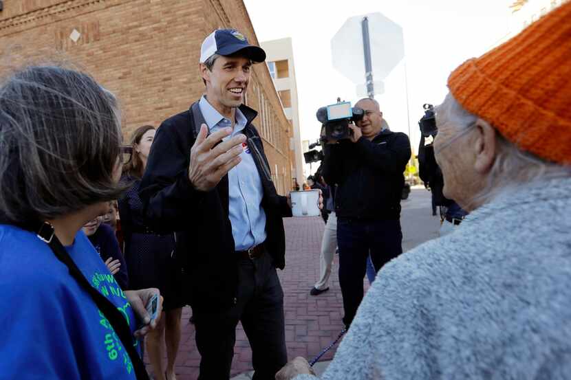 On Nov. 6, 2018, then-Rep. Beto O'Rourke, greeted voters heading to the polls after he voted...