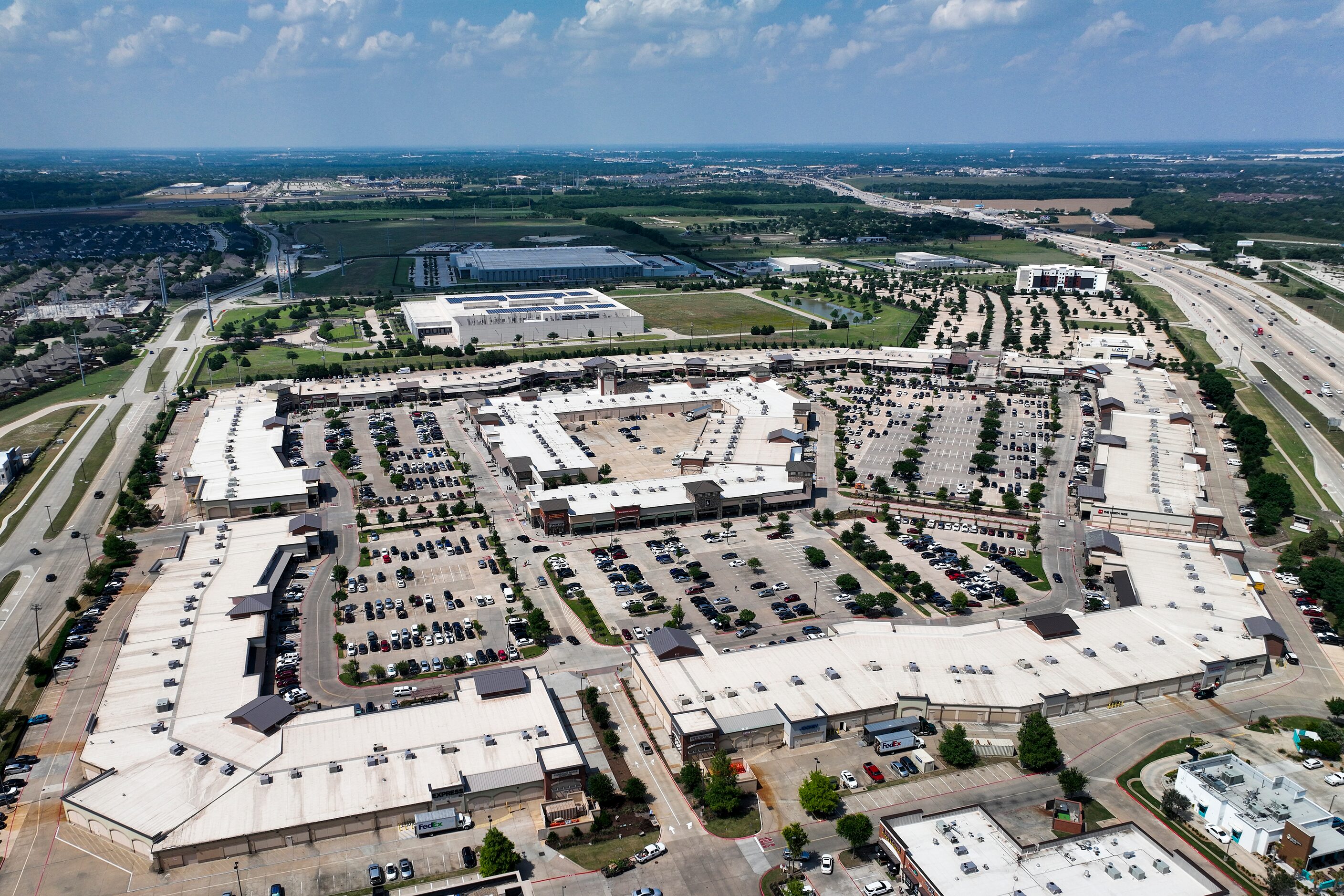 Aerial view of the Allen Premium Outlets on Wednesday, May 31, 2023, in Allen. The mall...