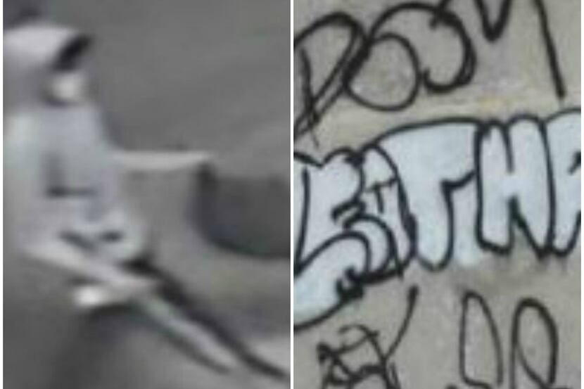 The vandal left behind the tags "Doom" and "Leatha" at numerous places across Plano, police...