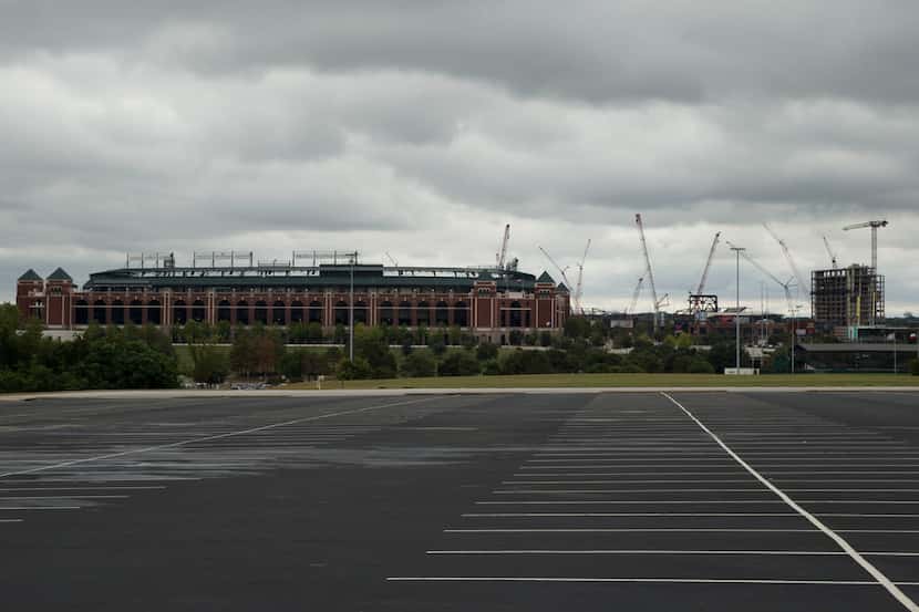 A view of Globe Life Park in Arlington from Lot F in Arlington, Texas on Thursday, October...
