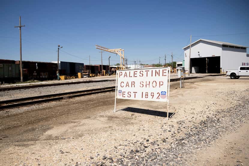 The Palestine car shop at the Union Pacific Railroad rail yard on Thursday, March 28, 2024,...